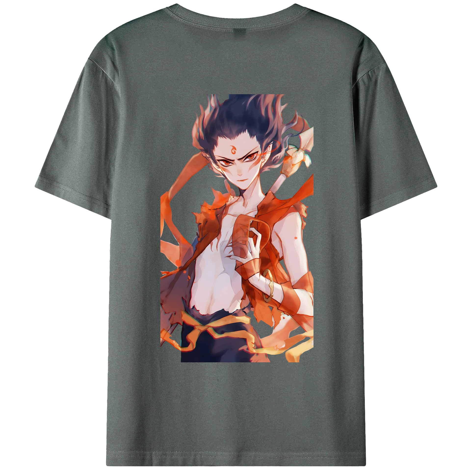 （画像用） Ne Zha 2 ナタ 魔童の大暴れ 綿100％ メンズ半袖Tシャツ（バックプリント） 通気性